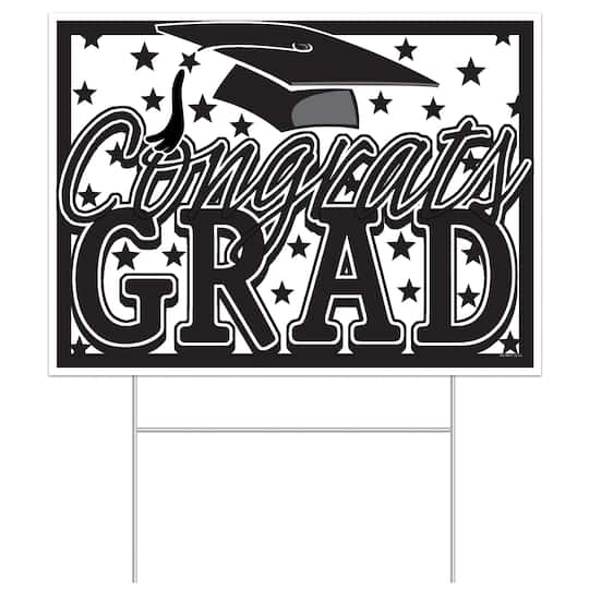 Beistle 11.5" x 15.5" Plastic Congrats Grad Yard Sign in Black | Michaels®
